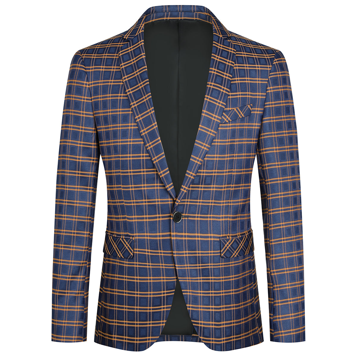 AZoiNM Men's Single Breasted Plaid Blazer Slim Fit Notch Lapel One Button Casual Sport Coat