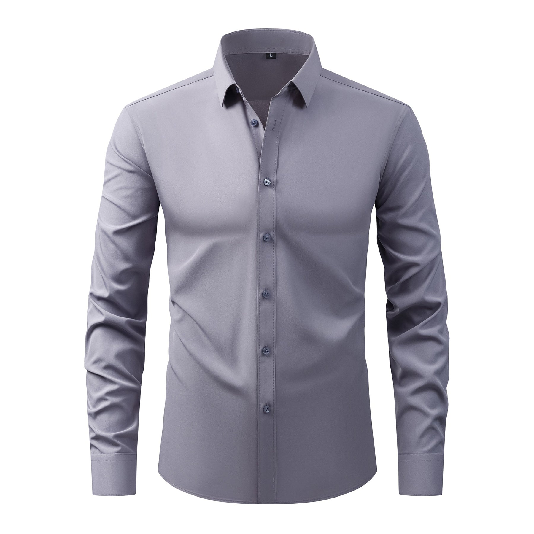 AZoiNM Men's Slim Fit Business Long Sleeve Shirt Wrinkle-Free Moisture Wicking Polyester