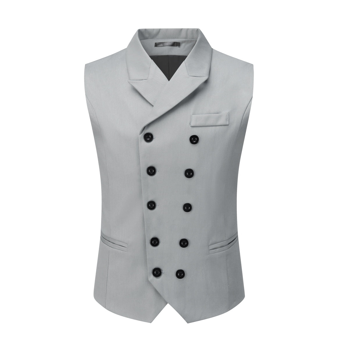 AZoiNM Men's Slim Fit Double Breasted Vest Notch Lapel Business Casual Polyester Rayon