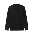 AZoiNM Men's Long Sleeve V-Neck Knit Polo Sweater, Soft Solid Color Pullover Sweater with 3-Button Placket, Ribbed Cuffs and Hem, Business Casual Dress Sweater for Work and Daily Wear