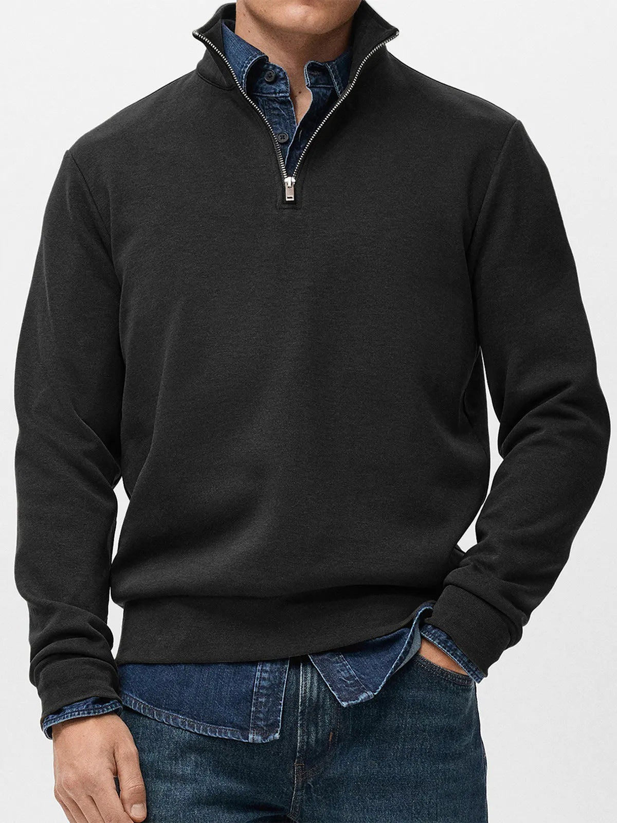 AZoiNM Men's Quarter Zip Pullover Sweatshirt, Long Sleeve Mock Neck Fleece Sweater, Casual Lightweight Layering Top