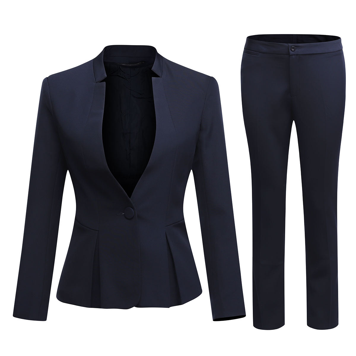 AZoiNM Women's 2 Piece Pantsuit Set Elegant Stand Collar Single Button Blazer and Slim Pants Professional Business Office Work Suits