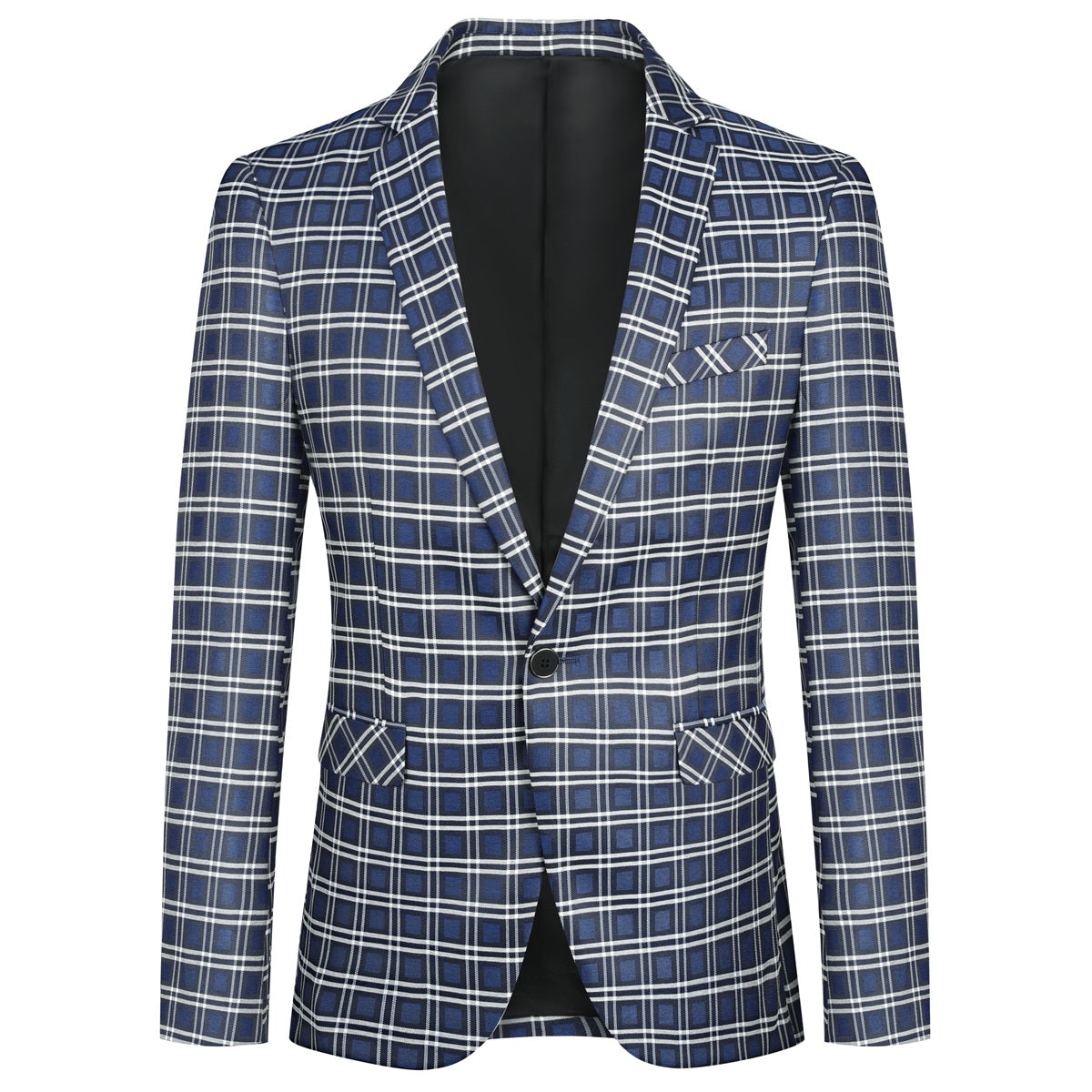 AZoiNM Men's Single Breasted Plaid Blazer Slim Fit Notch Lapel One Button Casual Sport Coat