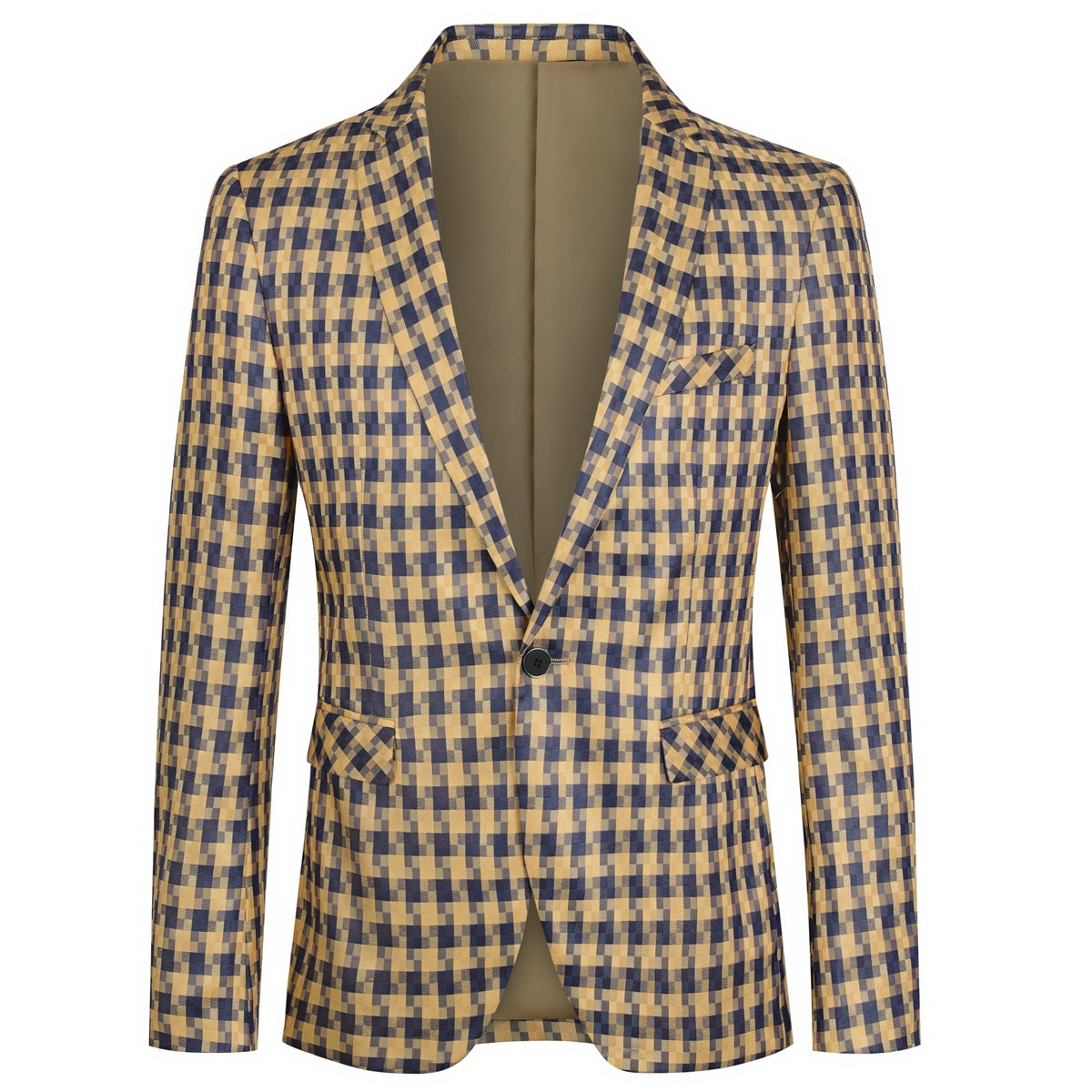 AZoiNM Men's Single Breasted Plaid Blazer Slim Fit Notch Lapel One Button Casual Sport Coat