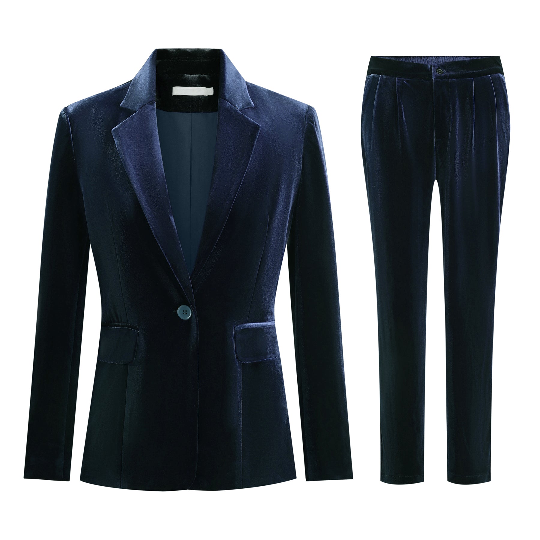 AZoiNM Women's Velvet 2 Piece Suit Set, Long Sleeve Notch Lapel Blazer Jacket and Straight Leg Pants, Dressy Business Casual Office Party Outfit