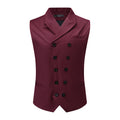 AZoiNM Men's Slim Fit Double Breasted Vest Notch Lapel Business Casual Polyester Rayon