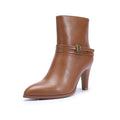AZoiNM Women's Pointed Toe Ankle Boots Elegant High Heel Booties with Buckle Strap Faux Leather Dress Boots