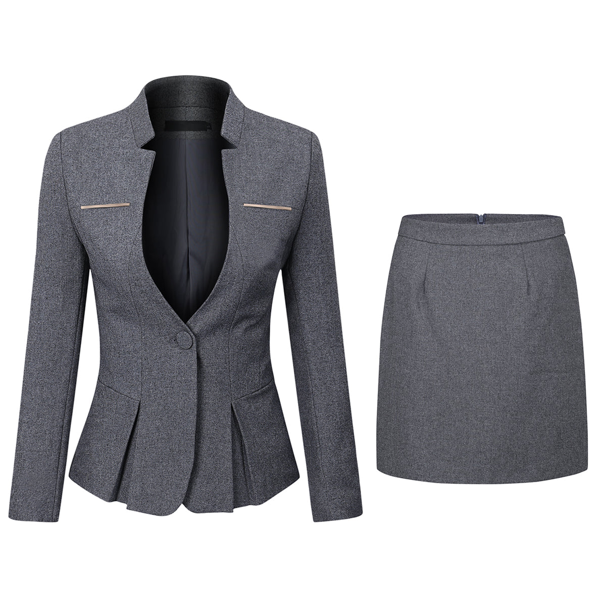 AZoiNM Women's 2 Piece Business Skirt Suit Set, Long Sleeve One Button Blazer and Pencil Skirt, Professional Office Work Formal Outfit