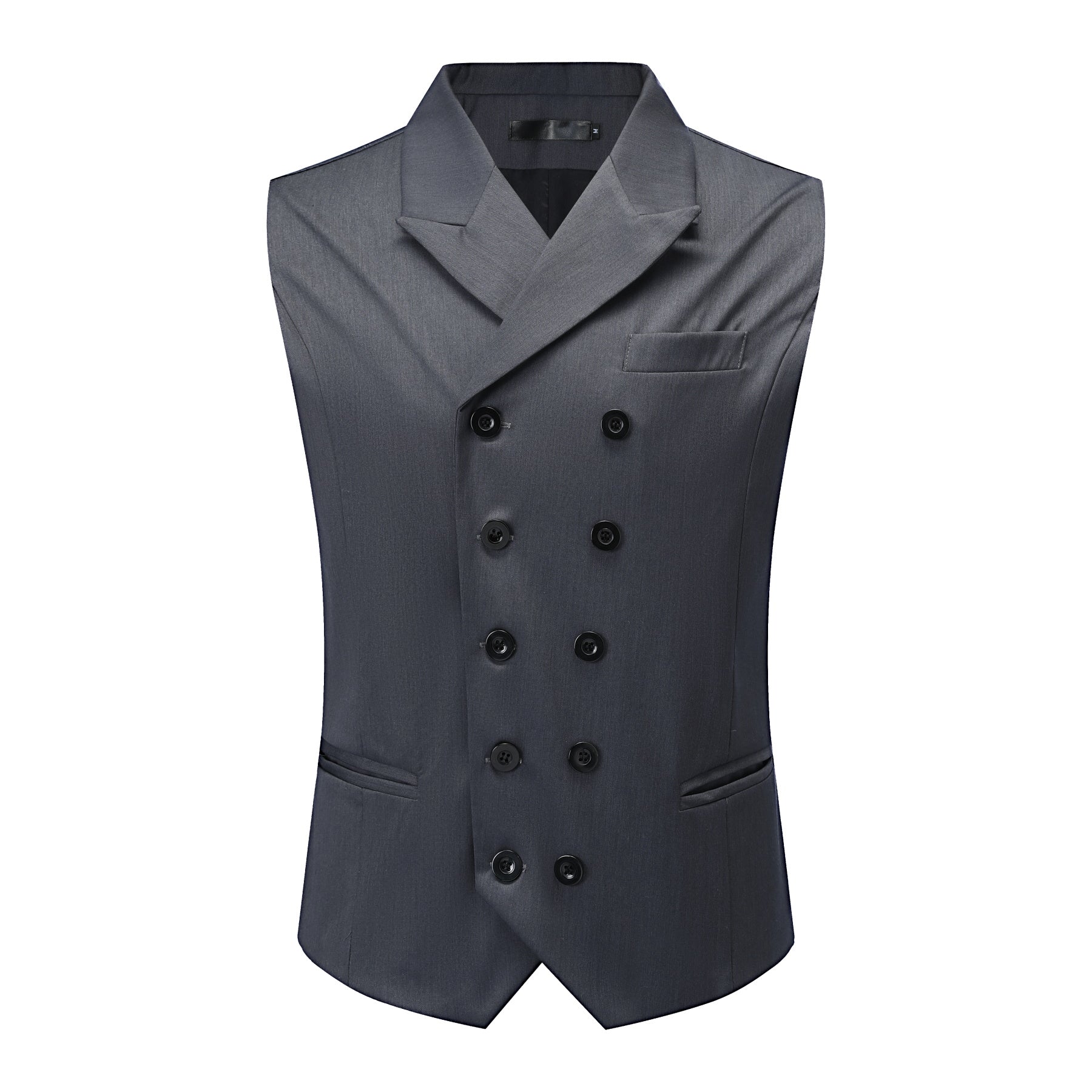 AZoiNM Men's Slim Fit Double Breasted Vest Notch Lapel Business Casual Polyester Rayon