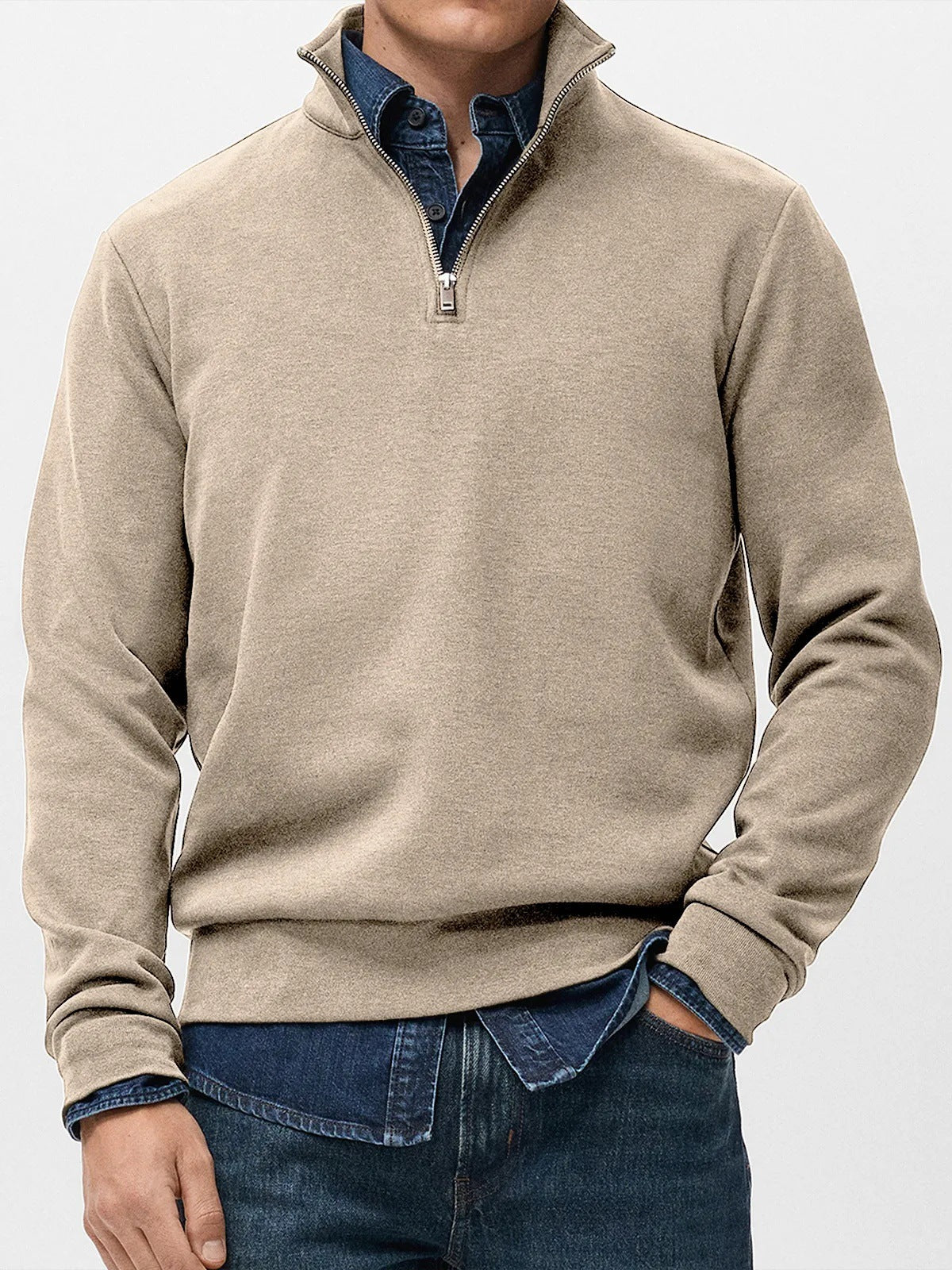 AZoiNM Men's Quarter Zip Pullover Sweatshirt, Long Sleeve Mock Neck Fleece Sweater, Casual Lightweight Layering Top