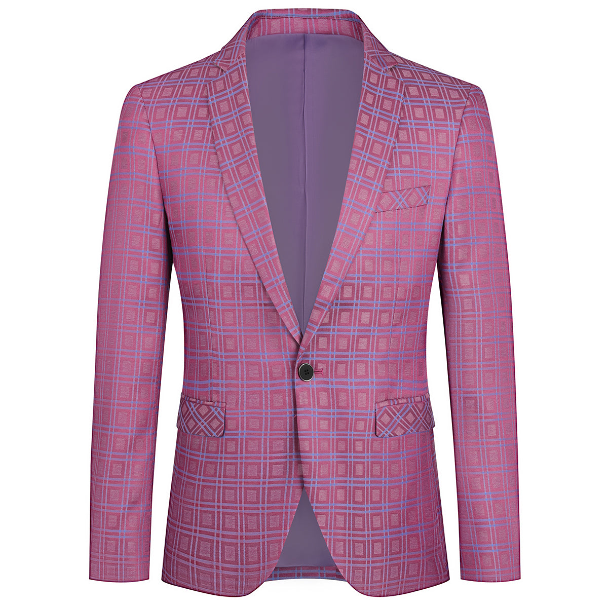 AZoiNM Men's Single Breasted Plaid Blazer Slim Fit Notch Lapel One Button Casual Sport Coat