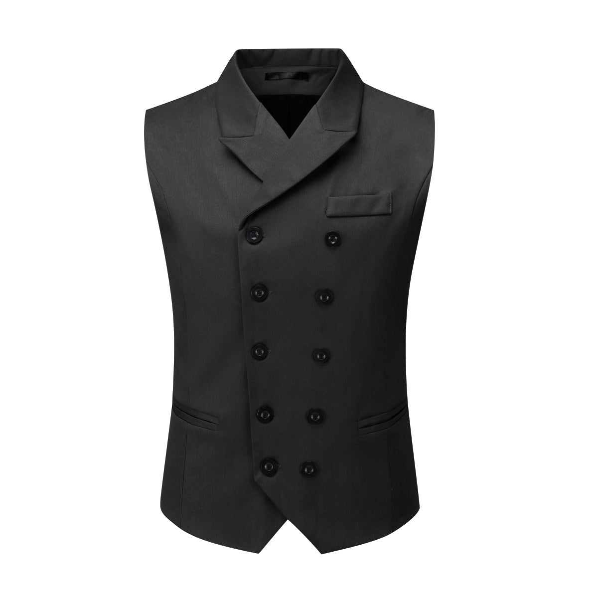 AZoiNM Men's Slim Fit Double Breasted Vest Notch Lapel Business Casual Polyester Rayon