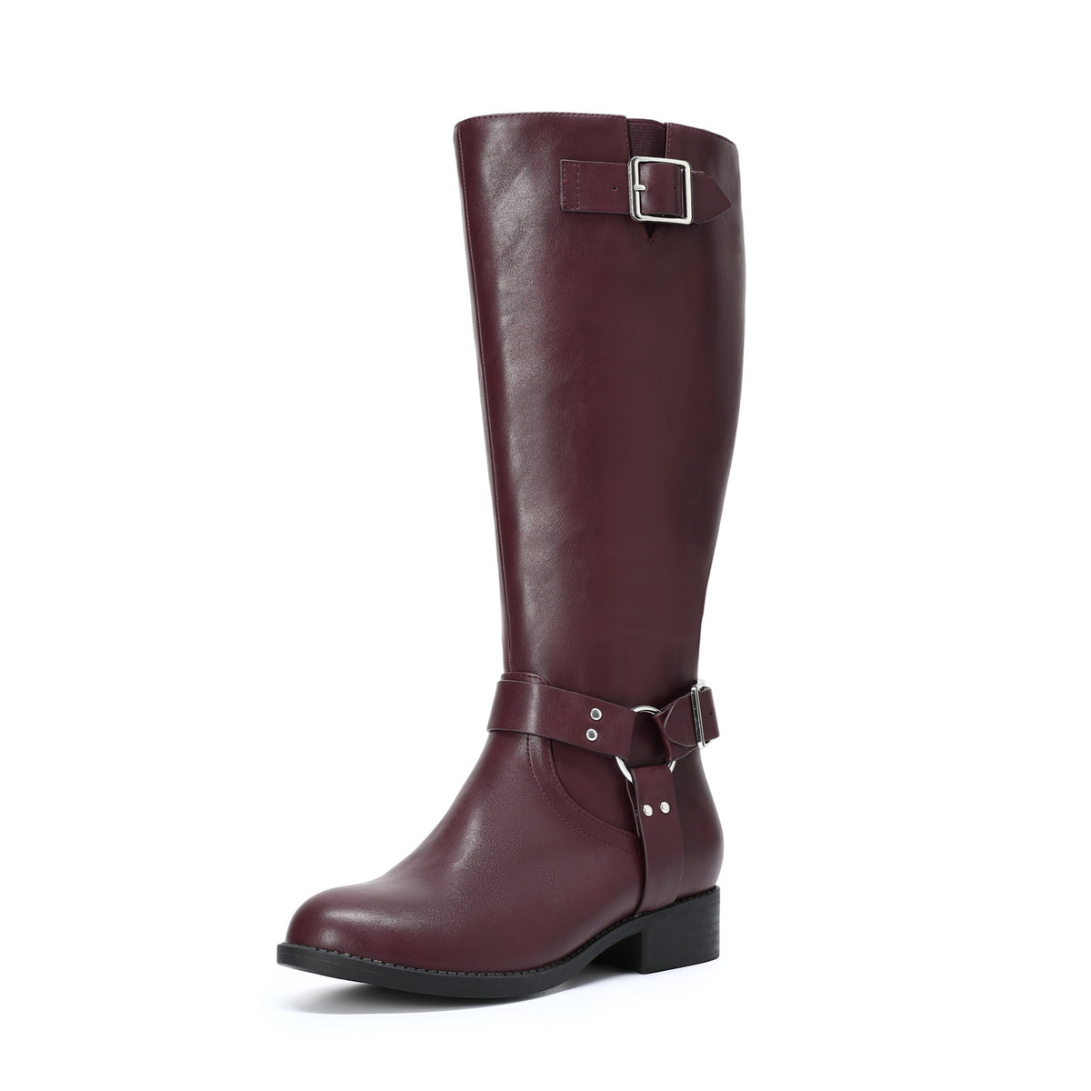 AZoiNM Women's Retro Knee High Riding Boots Casual Fall Tall Boots with Buckle Strap & Side Zipper