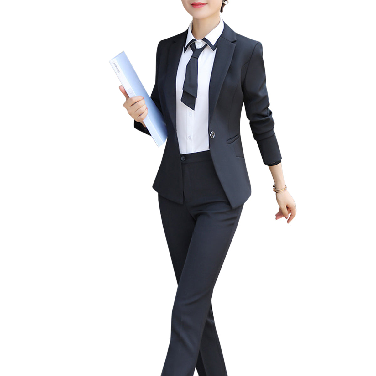 AZoiNM Women's 2 Piece Pant Suit Set Slim Fit Single Button Blazer & Pants Professional Business Work Outfit