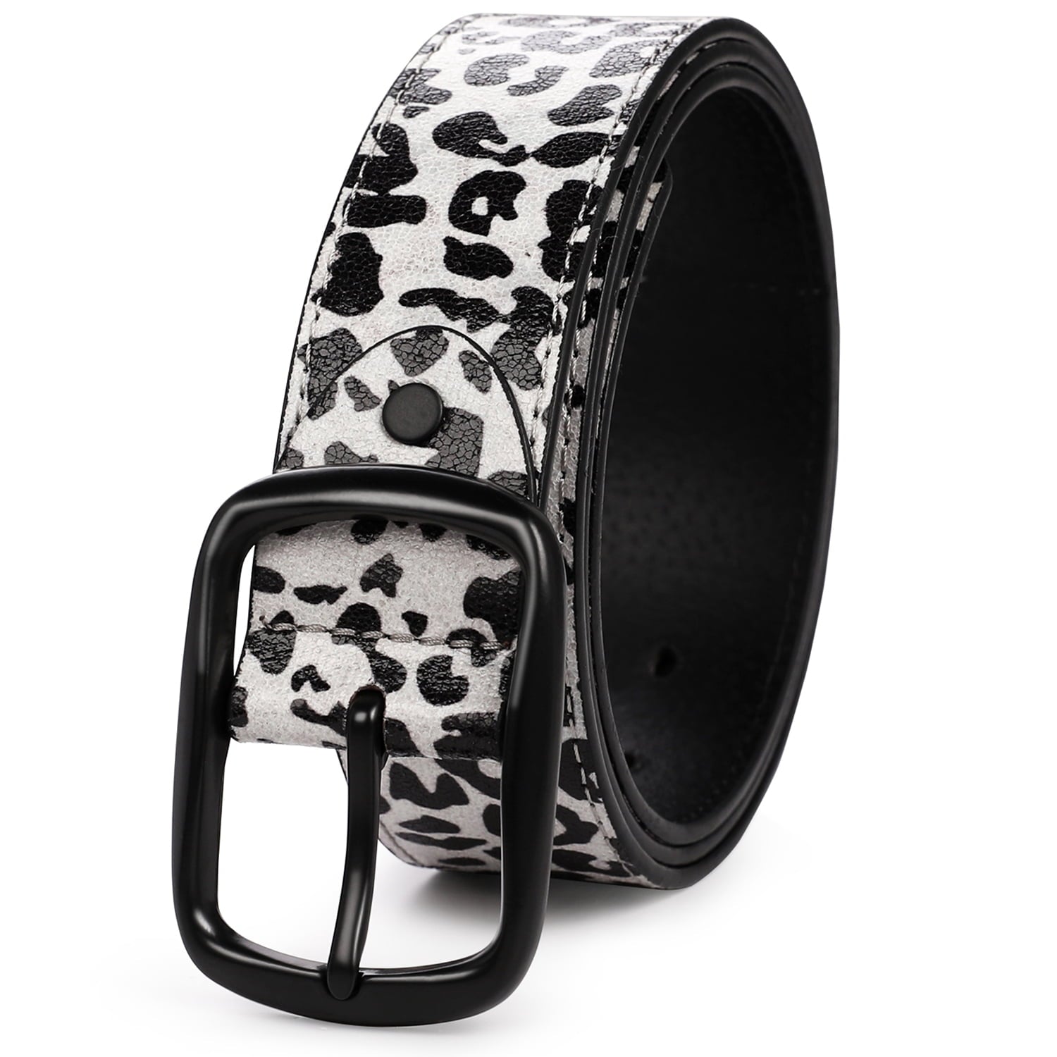 AZoiNM Leopard Print PU Belt for Men, Adjustable Cuttable Fashion Belt with Zinc Alloy Buckle, Ideal for Jeans, Casual Pants, Work & Everyday Wear