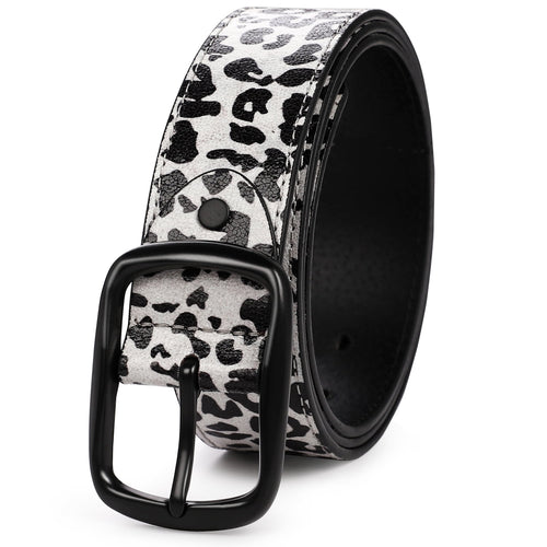 AZoiNM Leopard Print PU Belt for Men, Adjustable Cuttable Fashion Belt with Zinc Alloy Buckle, Ideal for Jeans, Casual Pants, Work & Everyday Wear