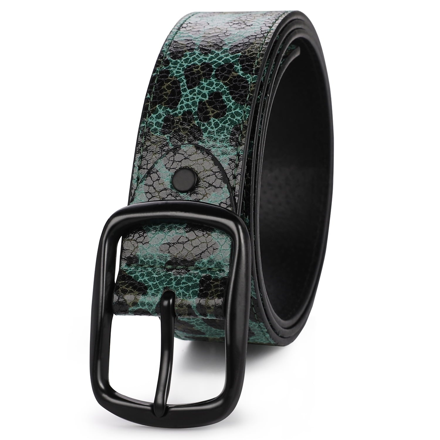 AZoiNM Leopard Print PU Belt for Men, Adjustable Cuttable Fashion Belt with Zinc Alloy Buckle, Ideal for Jeans, Casual Pants, Work & Everyday Wear