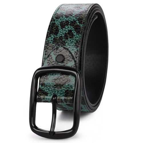 AZoiNM Leopard Print PU Belt for Men, Adjustable Cuttable Fashion Belt with Zinc Alloy Buckle, Ideal for Jeans, Casual Pants, Work & Everyday Wear