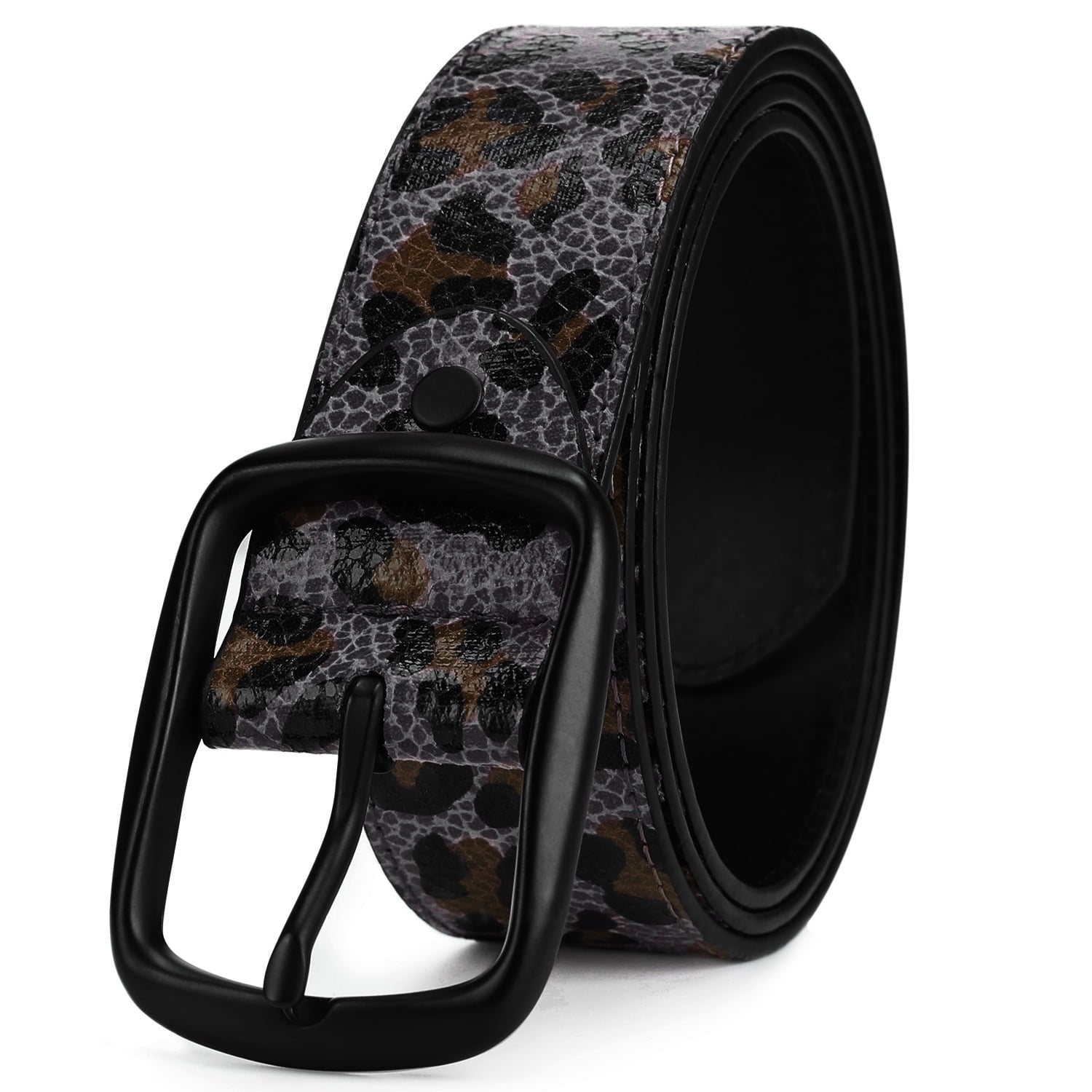 AZoiNM Leopard Print PU Belt for Men, Adjustable Cuttable Fashion Belt with Zinc Alloy Buckle, Ideal for Jeans, Casual Pants, Work & Everyday Wear