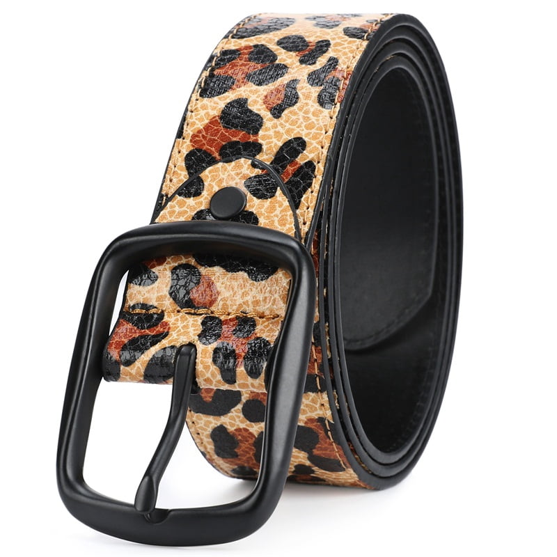 AZoiNM Leopard Print PU Belt for Men, Adjustable Cuttable Fashion Belt with Zinc Alloy Buckle, Ideal for Jeans, Casual Pants, Work & Everyday Wear