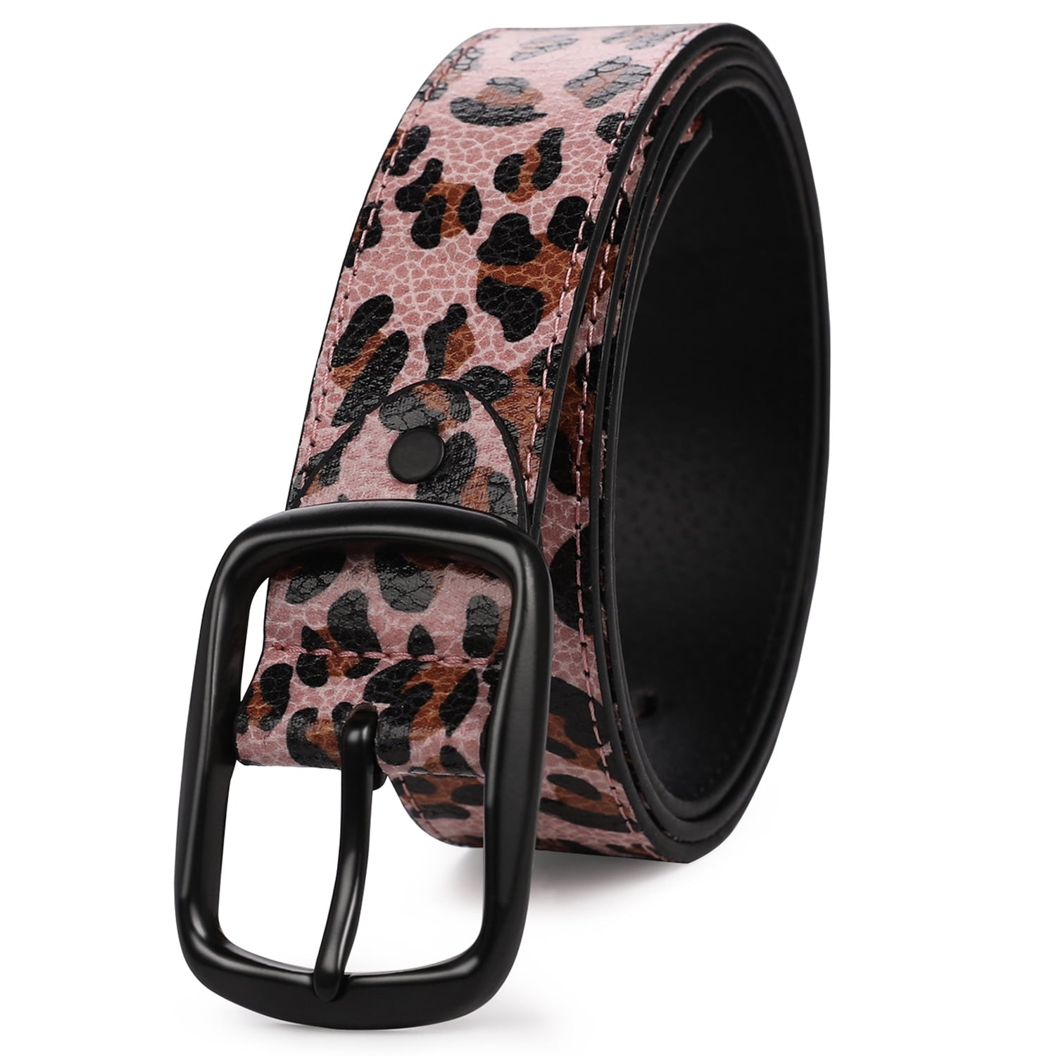 AZoiNM Leopard Print PU Belt for Men, Adjustable Cuttable Fashion Belt with Zinc Alloy Buckle, Ideal for Jeans, Casual Pants, Work & Everyday Wear