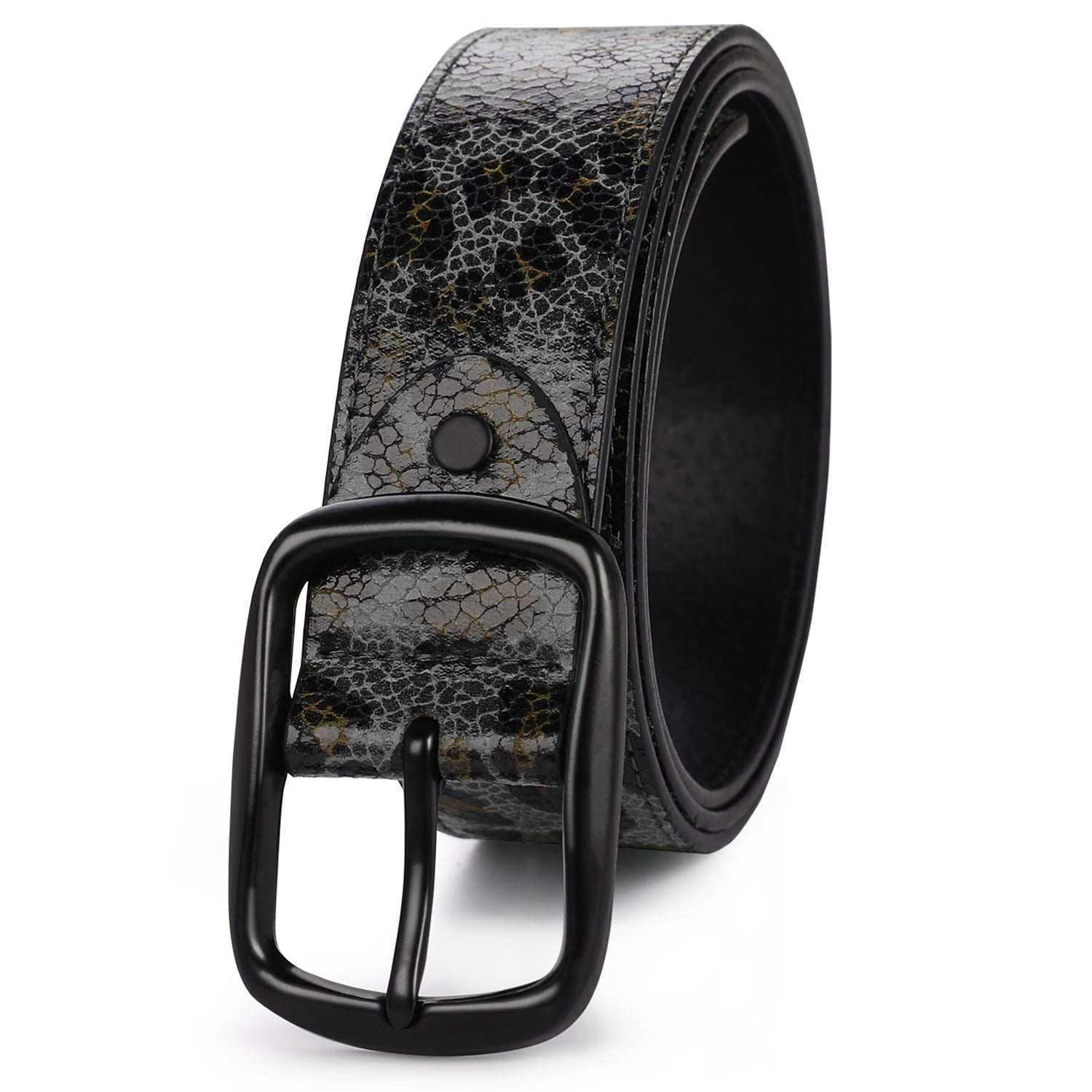AZoiNM Leopard Print PU Belt for Men, Adjustable Cuttable Fashion Belt with Zinc Alloy Buckle, Ideal for Jeans, Casual Pants, Work & Everyday Wear