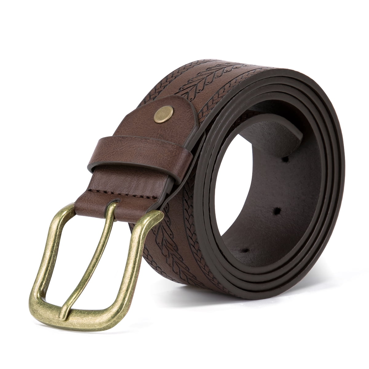 AZoiNM Men's Casual Dress Belt, Heavy Duty Adjustable Trim-to-Fit Waist Belt with Zinc Alloy Buckle, Durable for Jeans Work Business Daily Wear