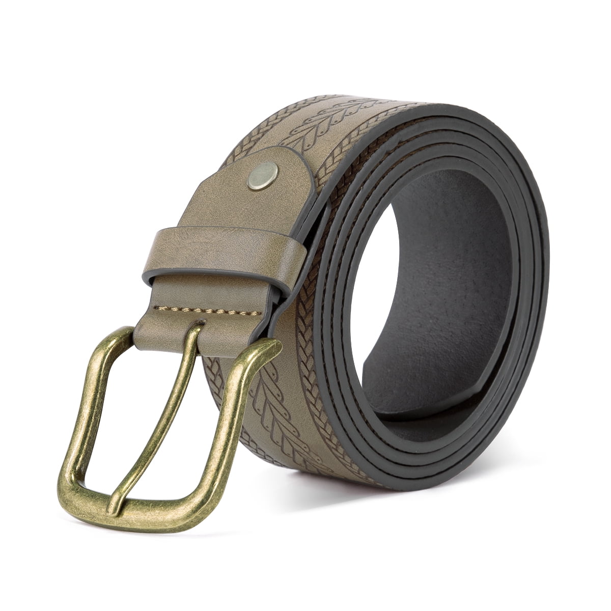 AZoiNM Men's Casual Dress Belt, Heavy Duty Adjustable Trim-to-Fit Waist Belt with Zinc Alloy Buckle, Durable for Jeans Work Business Daily Wear