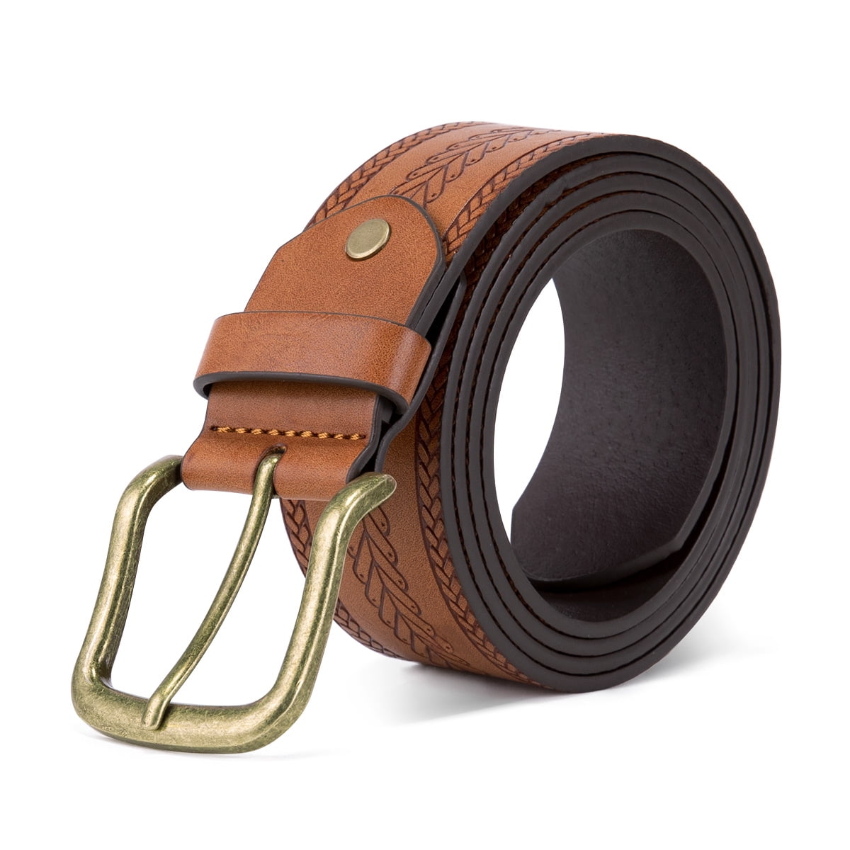 AZoiNM Men's Casual Dress Belt, Heavy Duty Adjustable Trim-to-Fit Waist Belt with Zinc Alloy Buckle, Durable for Jeans Work Business Daily Wear