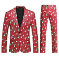 AZoiNM Men's Christmas Suit 2 Piece Set, Funny Printed Holiday Party Blazer Jacket and Pants Costume