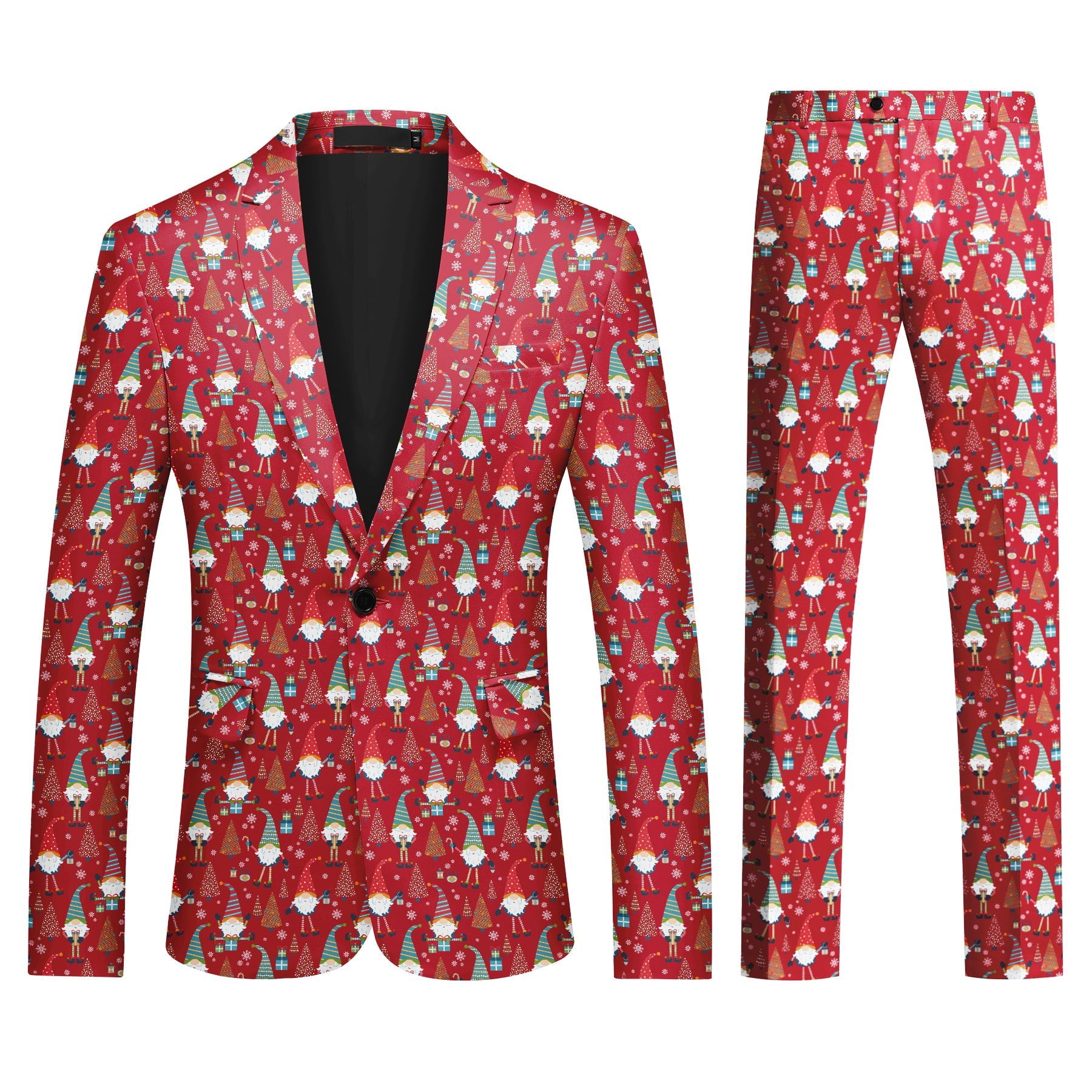 AZoiNM Men's Christmas Suit 2 Piece Set, Funny Printed Holiday Party Blazer Jacket and Pants Costume
