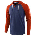 AZoiNM Men's Henley Hoodie Long Sleeve Raglan Color Block Pullover Sweatshirt Casual Straight Fit Hooded Shirt