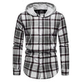 AZoiNM Men's Hooded Plaid Shirt Long Sleeve Button Down Casual Wrinkle-Resistant Hoodie Jacket