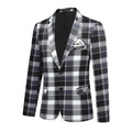 AZoiNM Men's Plaid Blazer Sport Coat, Black White Checkered Single Breasted Suit Jacket, Slim Fit Notch Lapel Casual Dress Jacket for Wedding Party Prom