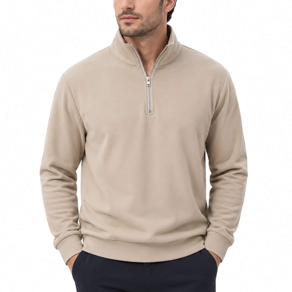 AZoiNM Men's Quarter Zip Pullover Sweatshirt, Long Sleeve Mock Neck Fleece Sweater, Casual Lightweight Layering Top