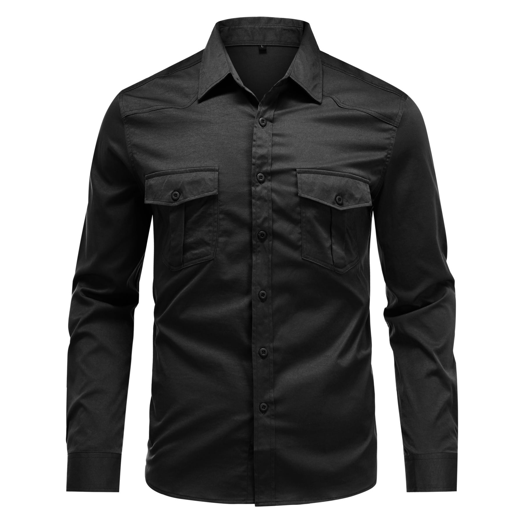 AZoiNM Men's Relaxed Fit Long Sleeve Button Down Casual Shirt Solid Color Wrinkle-Free Shirt with Chest Pockets