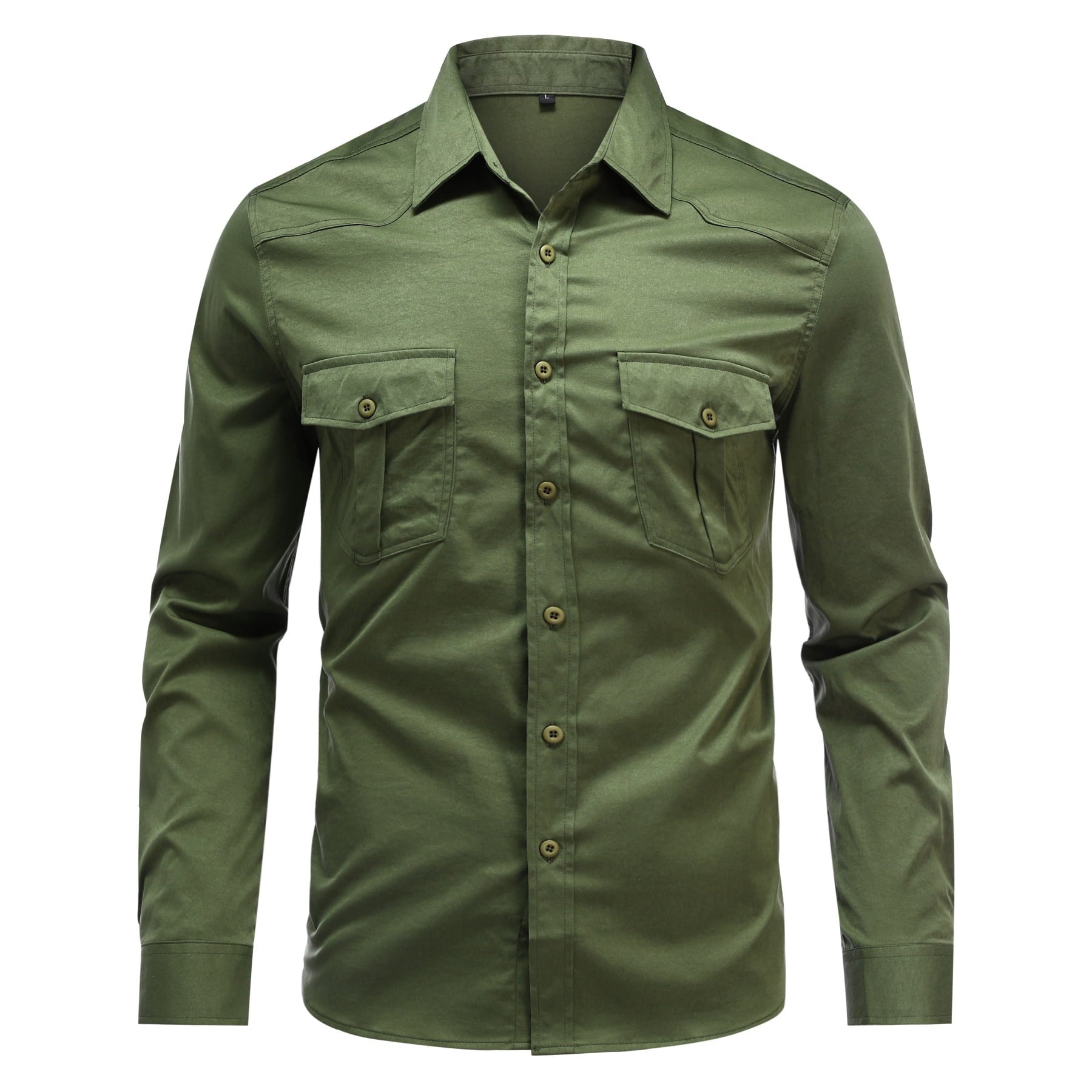 AZoiNM Men's Relaxed Fit Long Sleeve Button Down Casual Shirt Solid Color Wrinkle-Free Shirt with Chest Pockets