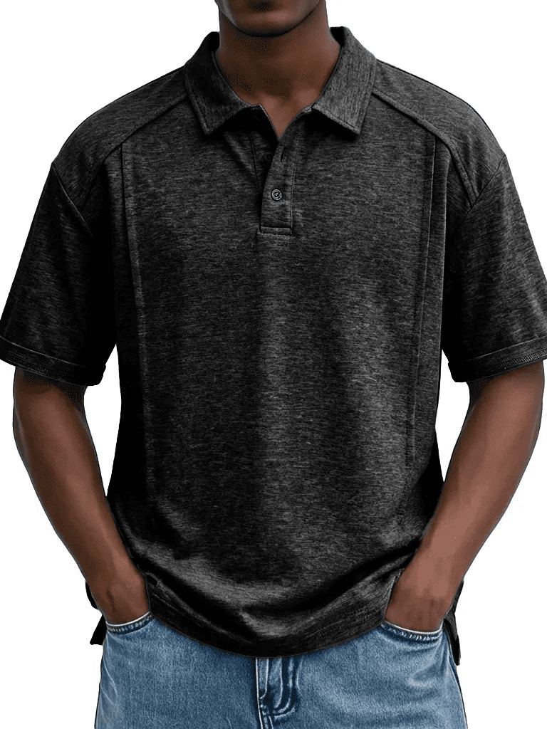 AZoiNM Men's Relaxed Fit Short Sleeve Polo Shirt, Casual Solid Performance Golf Polo with Seam Details