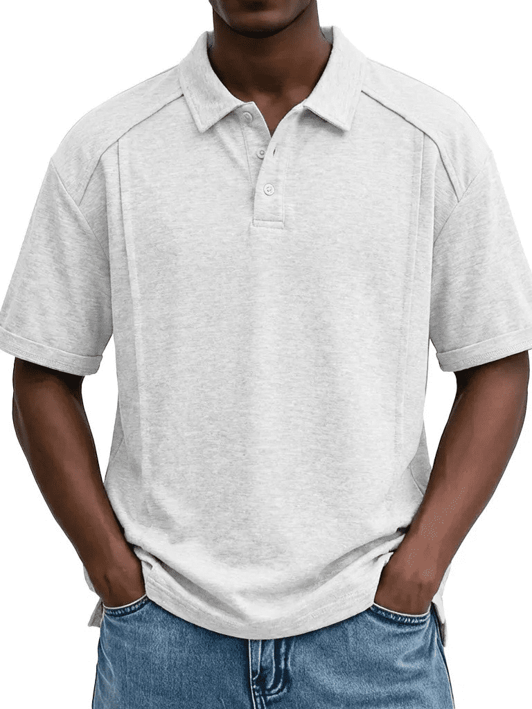 AZoiNM Men's Relaxed Fit Short Sleeve Polo Shirt, Casual Solid Performance Golf Polo with Seam Details