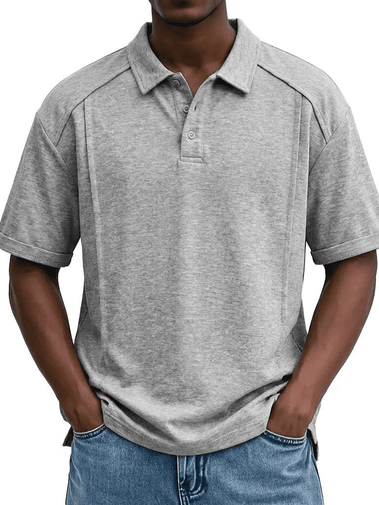 AZoiNM Men's Relaxed Fit Short Sleeve Polo Shirt, Casual Solid Performance Golf Polo with Seam Details