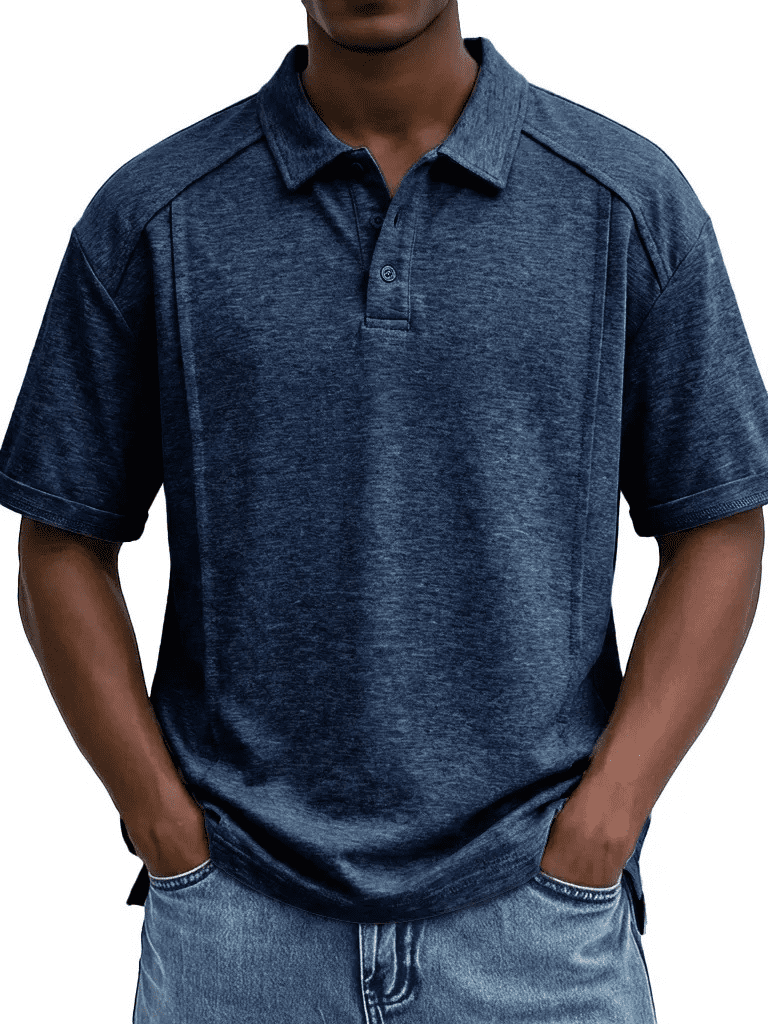 AZoiNM Men's Relaxed Fit Short Sleeve Polo Shirt, Casual Solid Performance Golf Polo with Seam Details