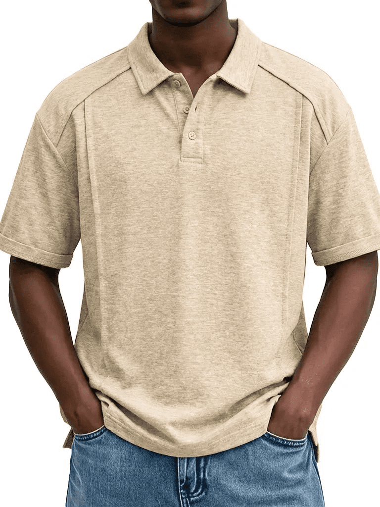 AZoiNM Men's Relaxed Fit Short Sleeve Polo Shirt, Casual Solid Performance Golf Polo with Seam Details