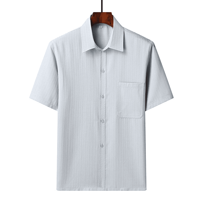 AZoiNM Men's Short Sleeve Dress Shirt, 60% Cotton 40% Linen Vertical Stripe Loose Fit Button Down Business Casual Summer Breathable Tops