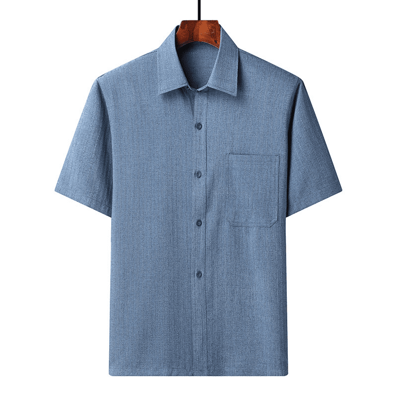 AZoiNM Men's Short Sleeve Dress Shirt, 60% Cotton 40% Linen Vertical Stripe Loose Fit Button Down Business Casual Summer Breathable Tops