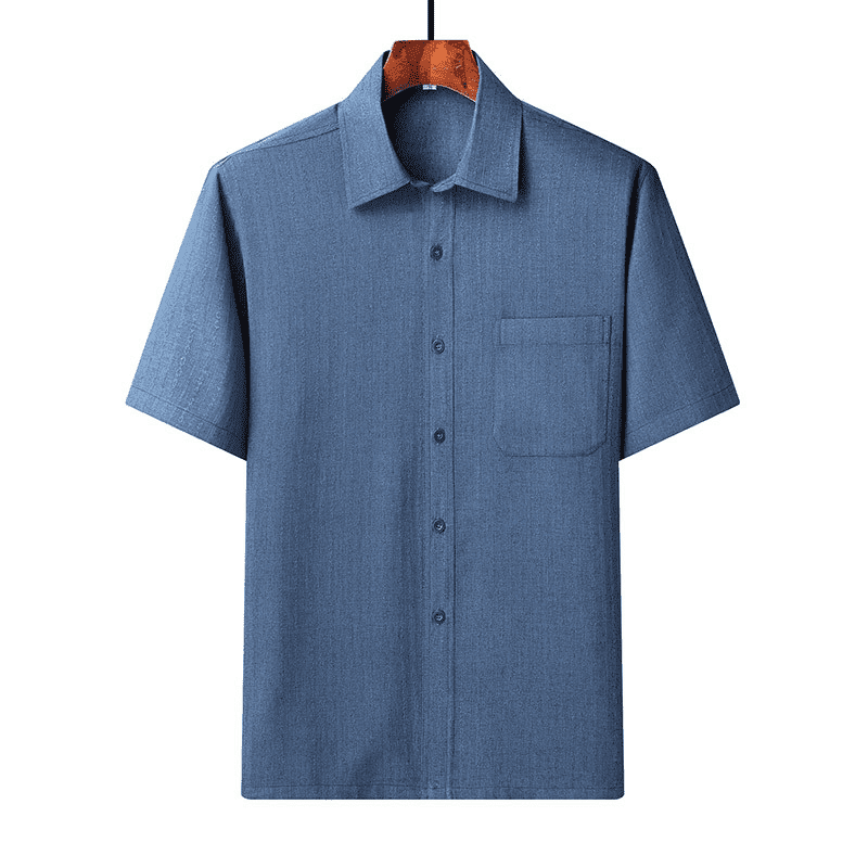 AZoiNM Men's Short Sleeve Dress Shirt, 60% Cotton 40% Linen Vertical Stripe Loose Fit Button Down Business Casual Summer Breathable Tops