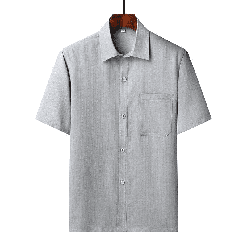 AZoiNM Men's Short Sleeve Dress Shirt, 60% Cotton 40% Linen Vertical Stripe Loose Fit Button Down Business Casual Summer Breathable Tops
