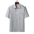 AZoiNM Men's Short Sleeve Dress Shirt, 60% Cotton 40% Linen Vertical Stripe Loose Fit Button Down Business Casual Summer Breathable Tops