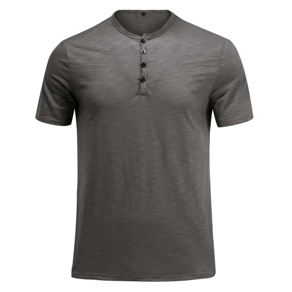 AZoiNM Men's Short Sleeve Henley Shirt, Slim Fit Casual Cotton T-Shirt with Button Placket