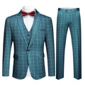 AZoiNM Men's Slim Fit 3-Piece Plaid Suit, One-Button Single Breasted Blazer Vest & Trousers, All-Season Smart Casual Suit Set