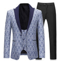 AZoiNM Men's Slim Fit Floral Suit Set Three Piece Wedding 2 Button Notch Lapel Blazer Vest Pants